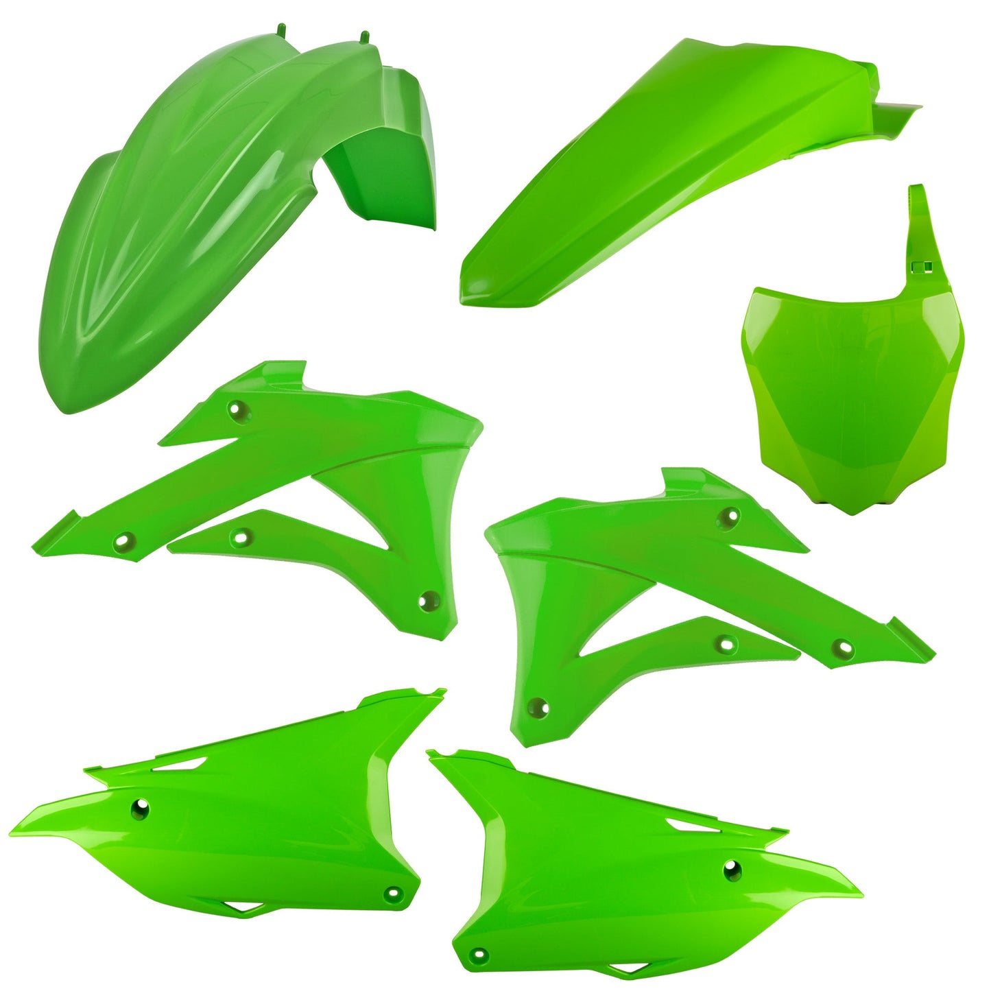 Polisport Kawasaki Plastic Kit KX 85 100 112 2022 - 2023, All Green - motocross4u