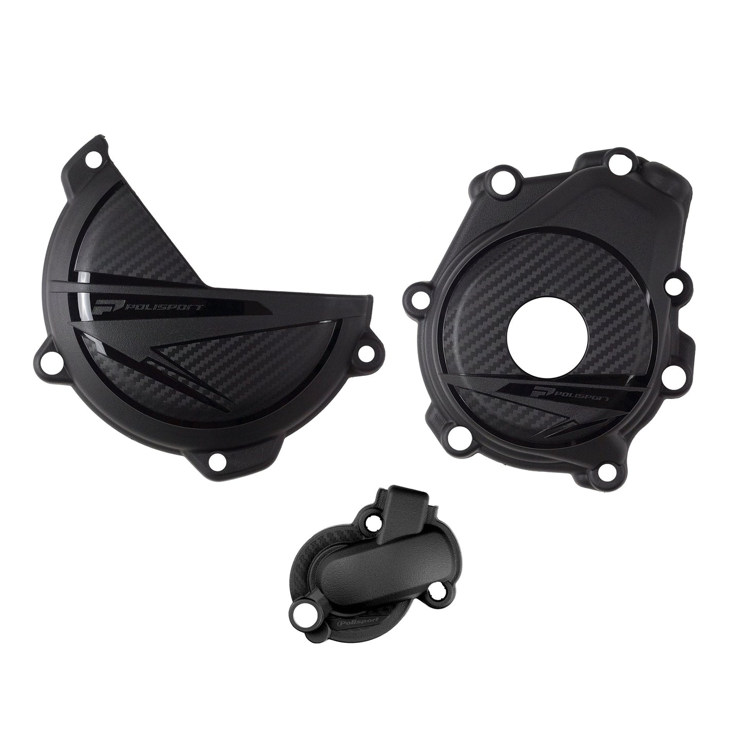 Polisport KTM Husqvarna Clutch, Ignition & Water pump Cover Protector Kit SXF FC XCF FX 450 2023 - 2024, Black - motocross4u