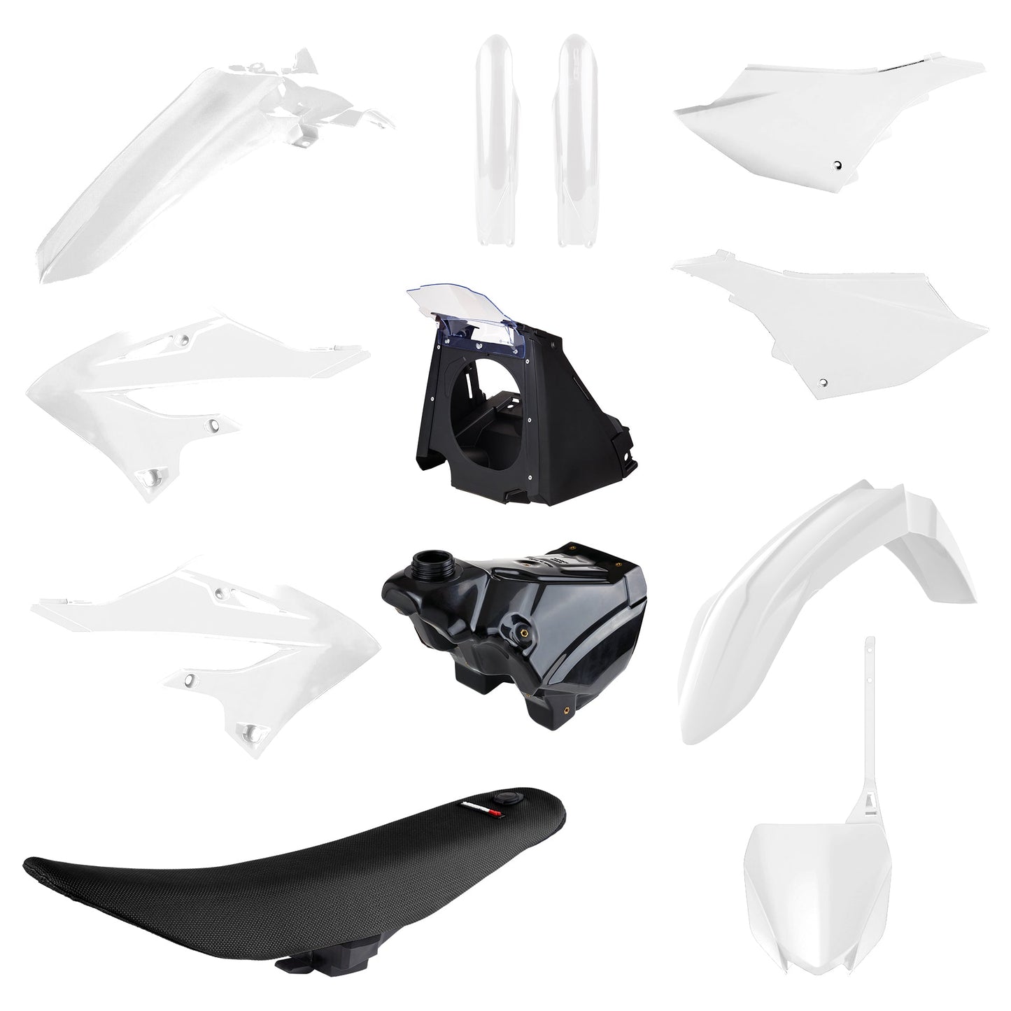 Polisport Yamaha Plastic Kit YZ 125 YZ 250 2002 - 2021 FULL RESTYLE with Petrol Tank, Seat & Airbox, White - motocross4u