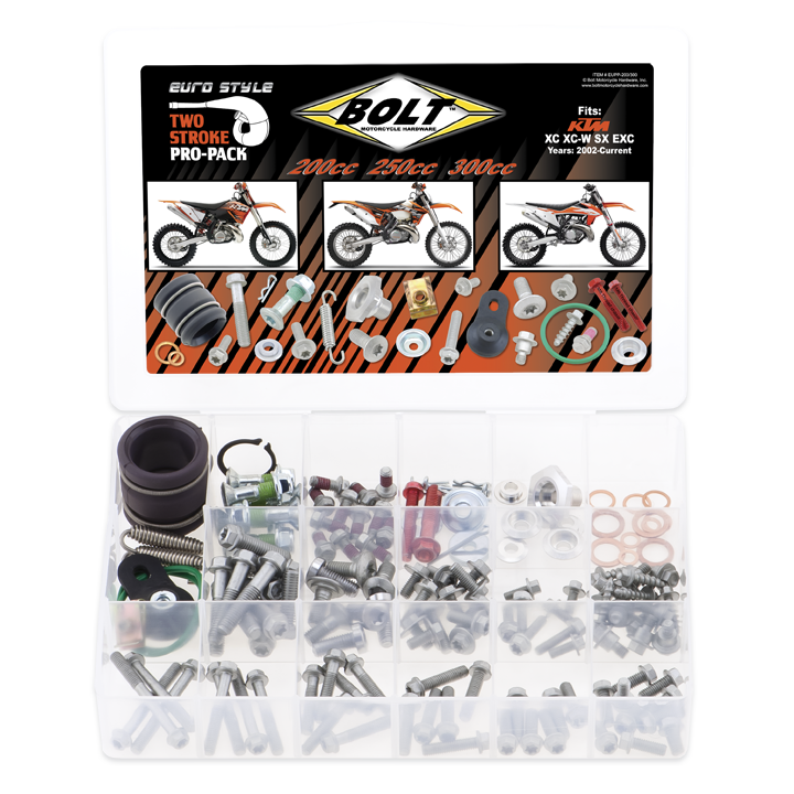 Bolt Motorcycle Hardware KTM SX EXC XC XCW 200 250 300 2002 - 2022 2 Stroke Pro Pack Bolt Kit - motocross4u