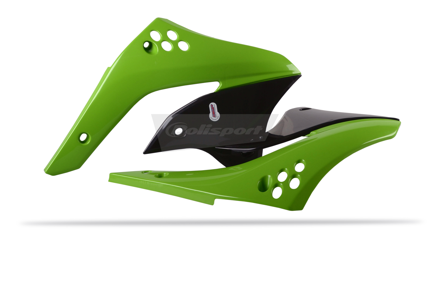 Polisport Kawasaki Radiator Scoops KXF 450 2006 - 2008, Green / Black - motocross4u
