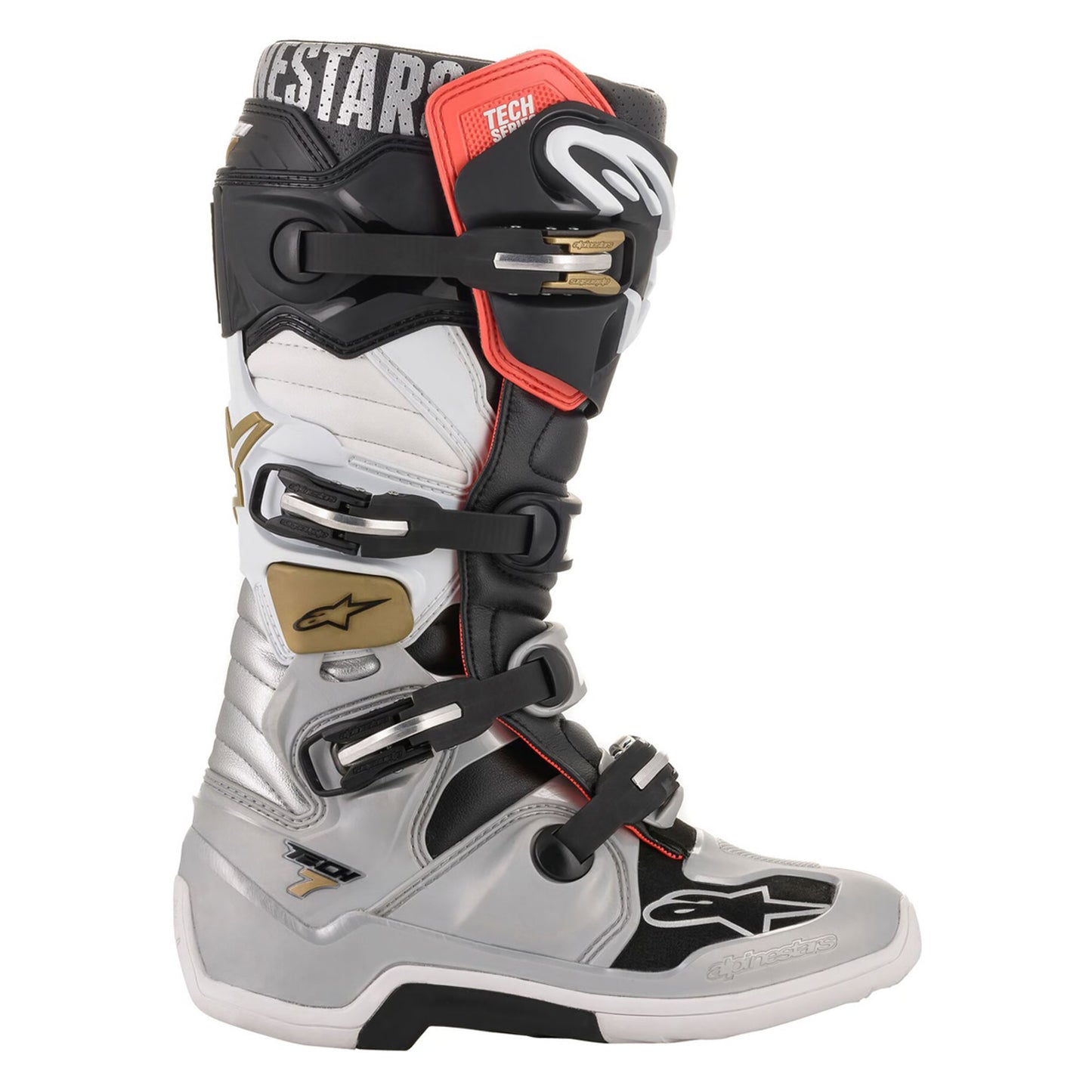 Alpinestars Tech 7 Motocross MX Bike Boots – BLACK SILVER WHITE GOLD - motocross4u