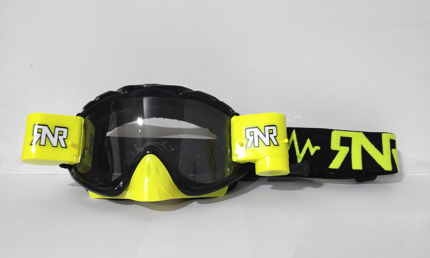 Rip n Roll Hybrid Fully Loaded Goggle, Black / Neon - motocross4u