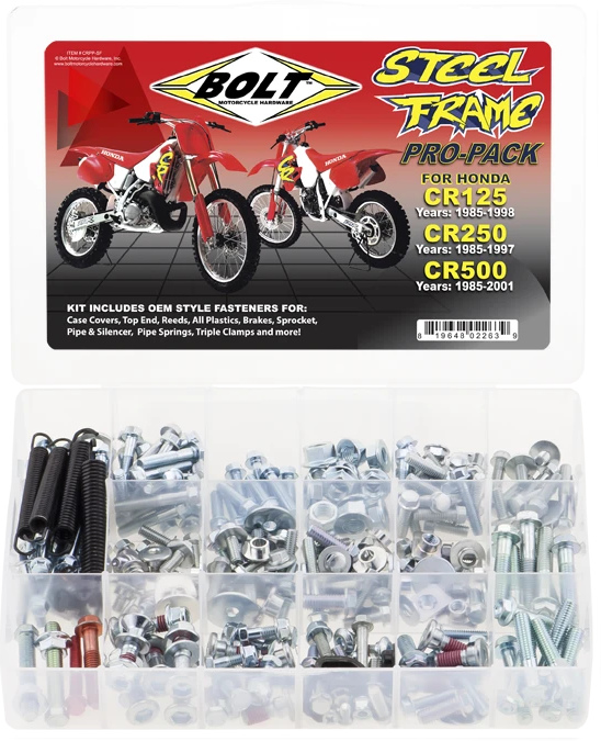 Bolt Motorcycle Hardware Honda CR Steel Frame Pro Pack Bolt Kit - motocross4u