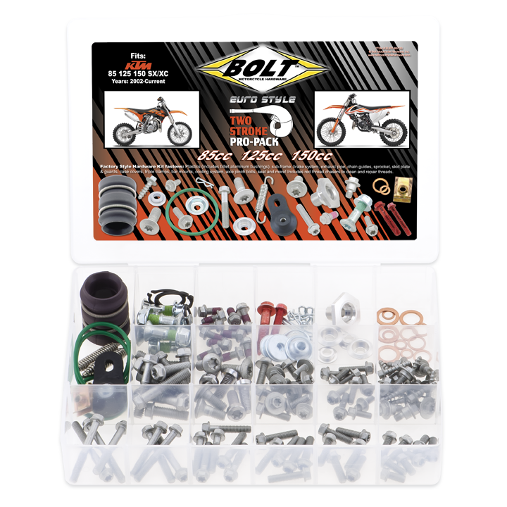 Bolt Motorcycle Hardware KTM SX XC 85 125 150 2002 - 2022 2 Stroke Pro Pack Bolt Kit - motocross4u