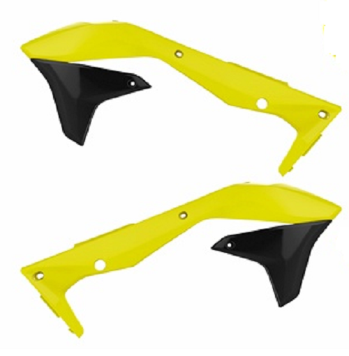 Polisport Kawasaki Radiator Scoops KXF 450 2016 - 2018, Fluo Yellow - motocross4u