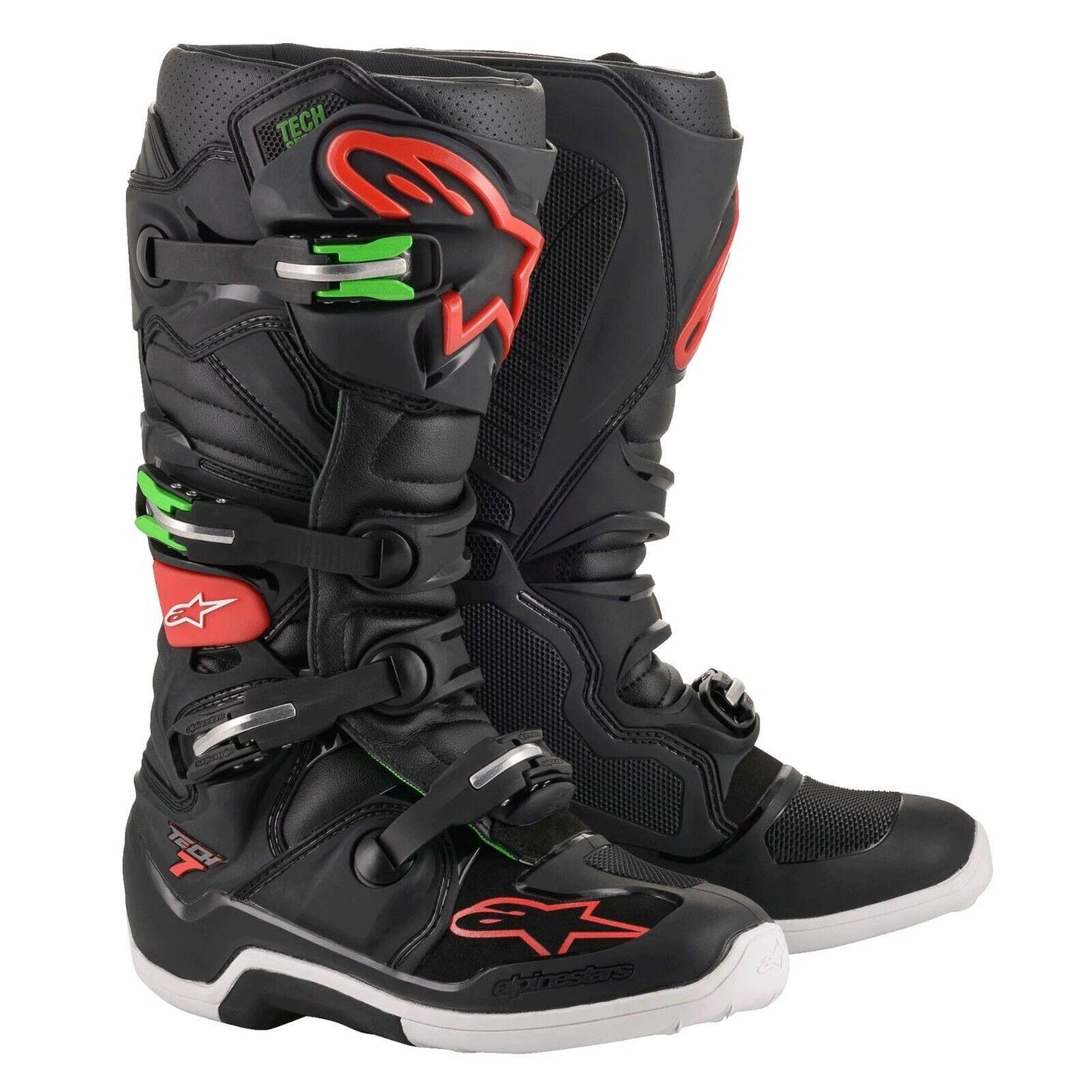 Alpinestars Tech 7 Motocross Boots – BLACK RED GREEN - motocross4u