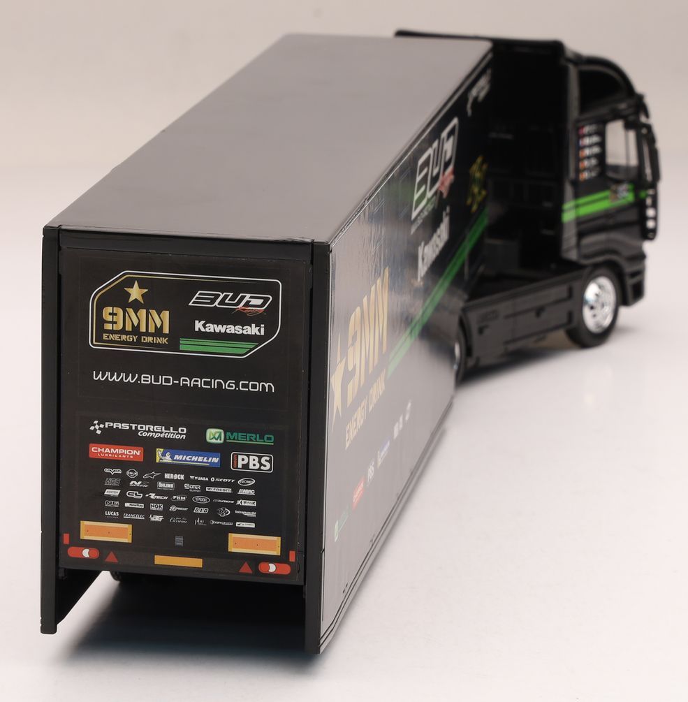 New Ray Toys 1:43 9 mm Bud Racing Kawasaki Team Truck - motocross4u