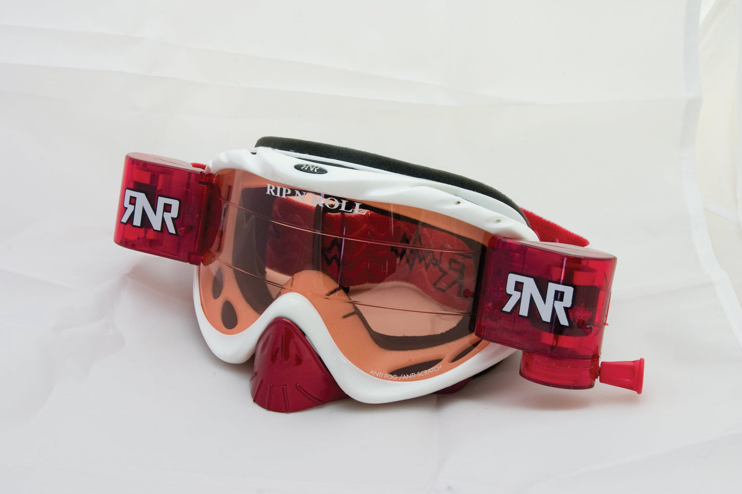 Rip n Roll Hybrid Fully Loaded Goggle, White / Red - motocross4u