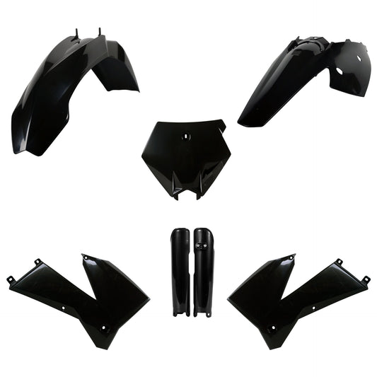Polisport KTM Plastic Kit with Fork Guards SX SXF 2005 - 2006 EXC EXCF 05 - 2007 XC 06 - 07, Black - motocross4u