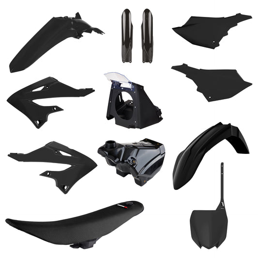 Polisport Yamaha Plastic Kit YZ 125 YZ 250 2002 - 2021 FULL RESTYLE with Petrol Tank, Seat & Airbox, Black - motocross4u