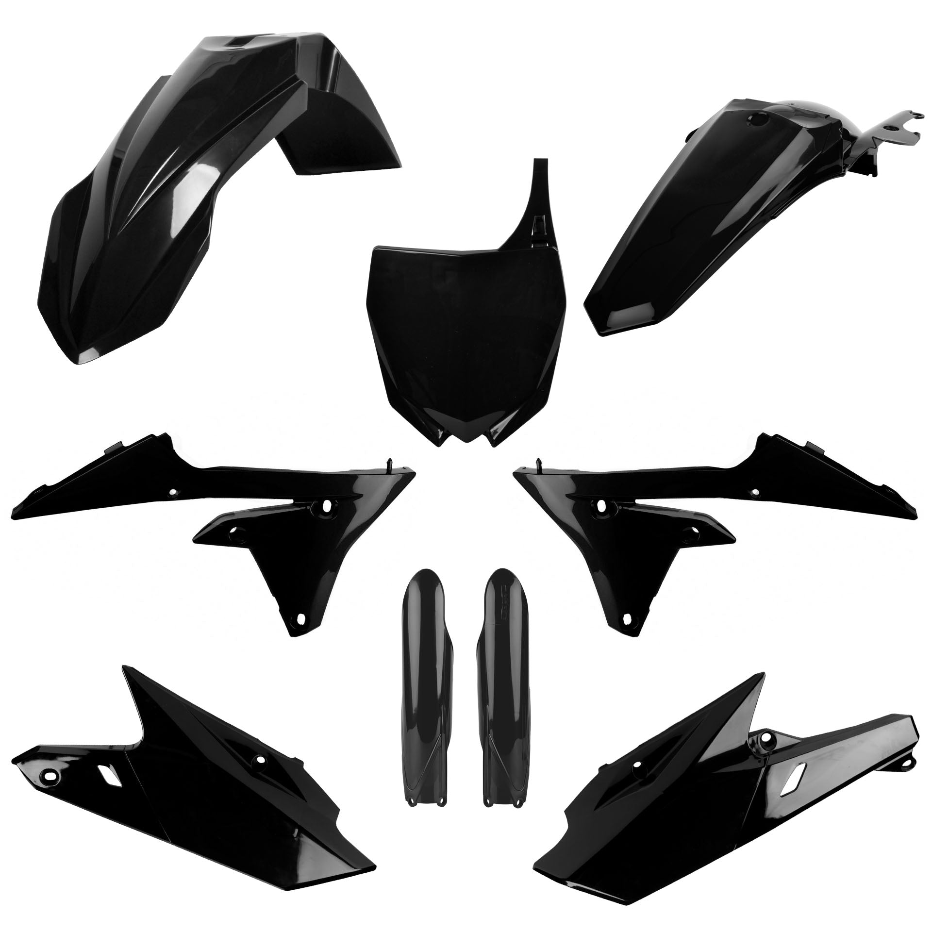 Polisport Yamaha Plastic Kit with Fork Guards YZF 250 2014 - 2018 YZF 450 14 - 2017, Black - motocross4u