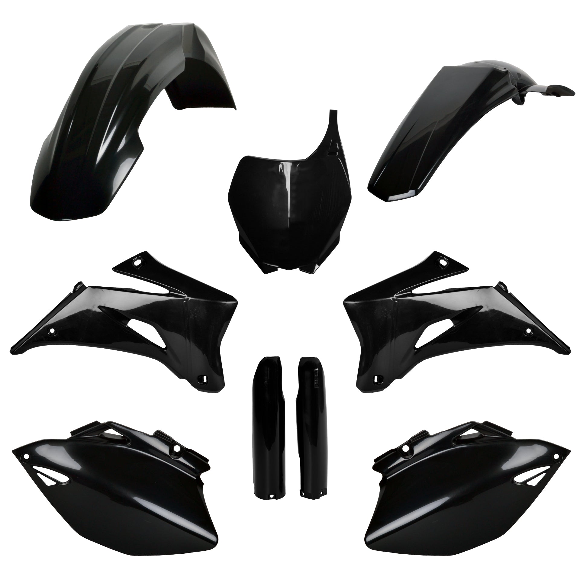 Polisport Yamaha Plastic Kit with Fork Guards YZF 250 YZF 450 2006 - 2007, Black - motocross4u