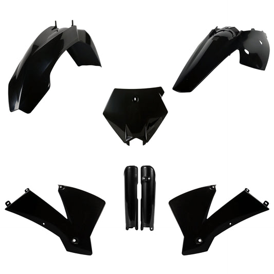 Polisport KTM Plastic Kit with fork Guards SX 2003 - 2004 SX 125 525 EXC 04 ONLY, Black - motocross4u