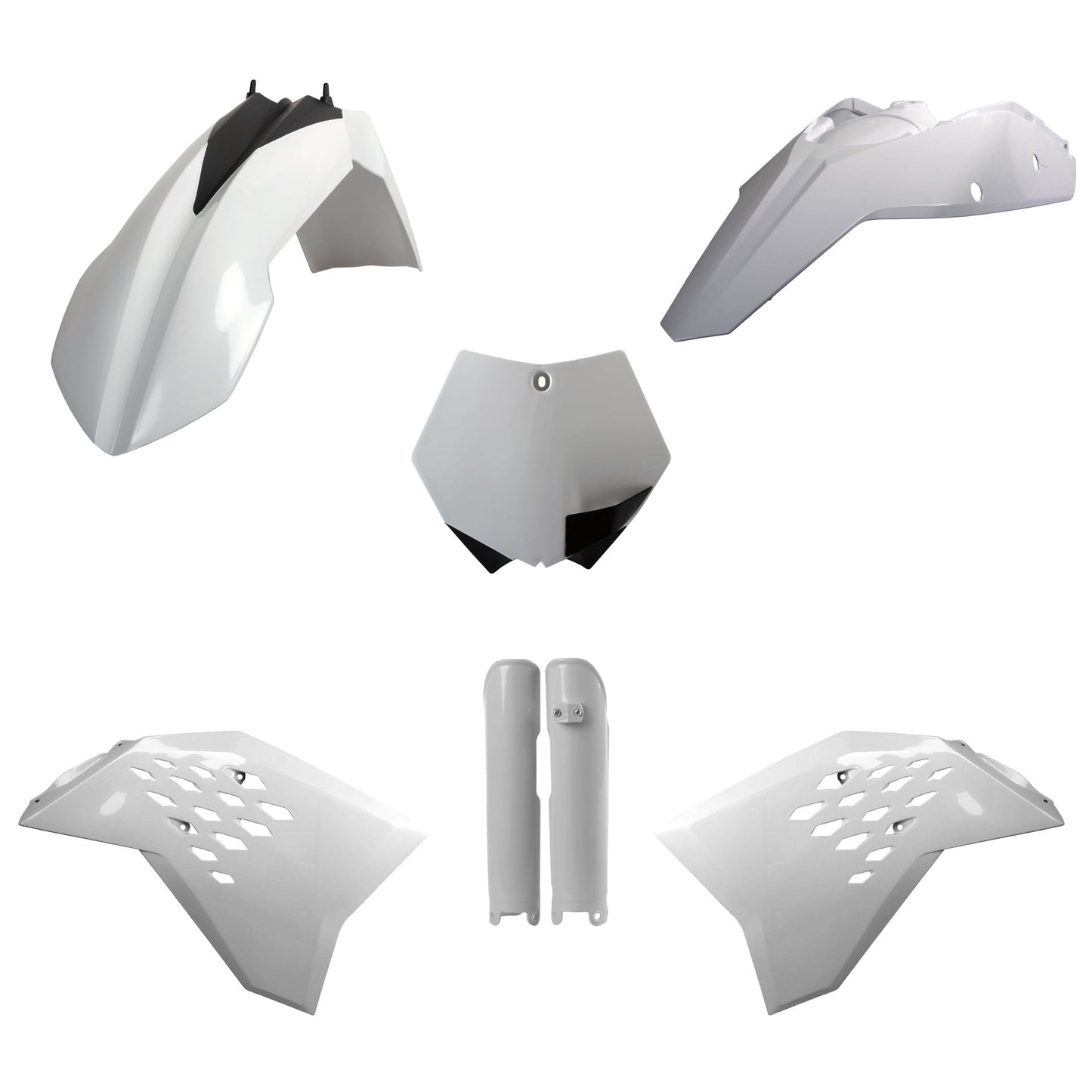 Polisport KTM Plastic Kit with Fork Guards SX SXF 2007 ONLY, White - motocross4u