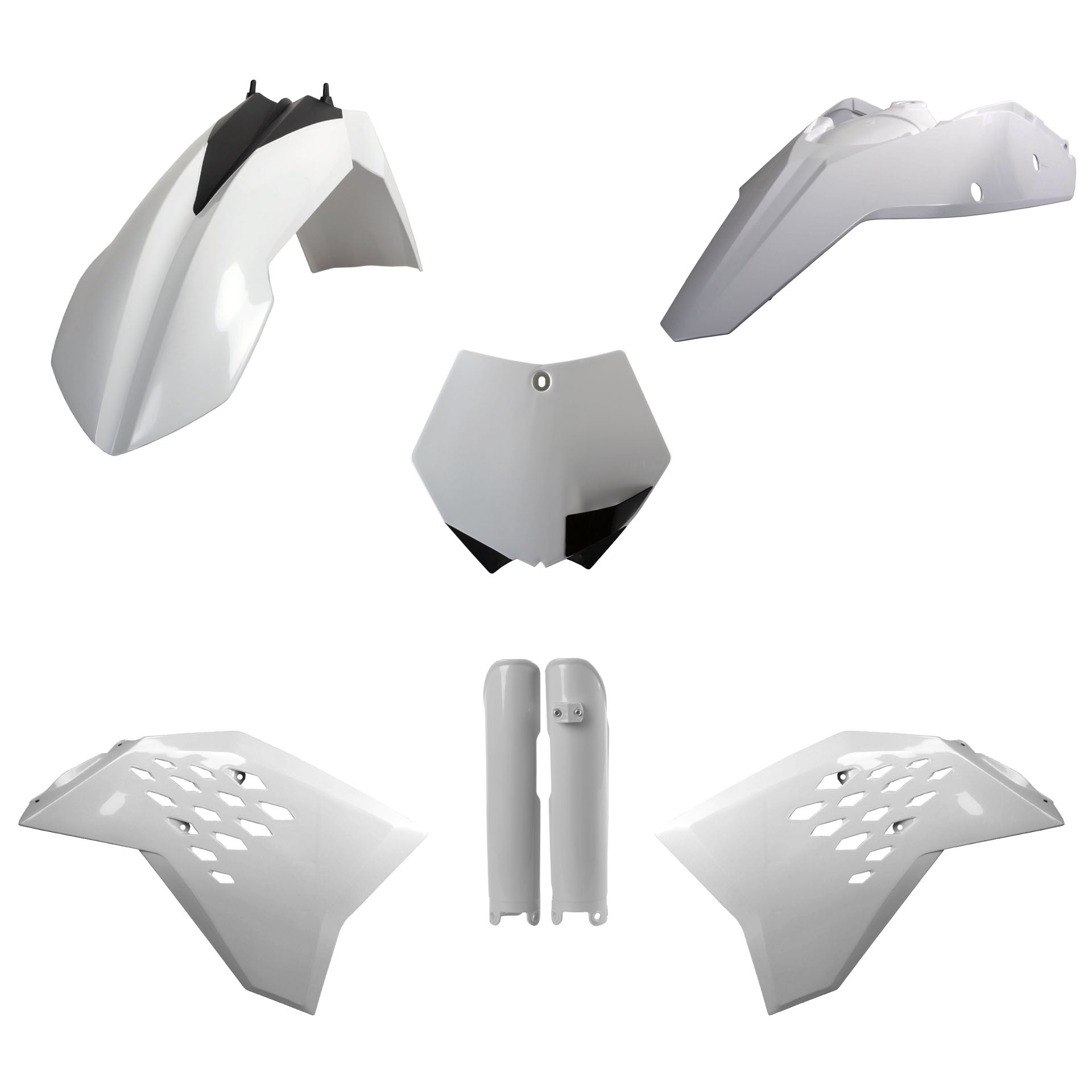 Polisport KTM Plastic Kit with Fork Guards SX SXF 2007 ONLY, White - motocross4u