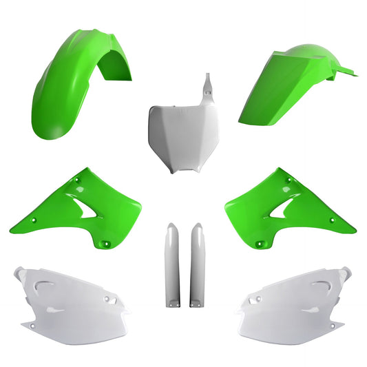 Polisport Kawasaki Plastic Kit with Fork Guards KX 125 KX 250 2003 ONLY, OEM Green - motocross4u