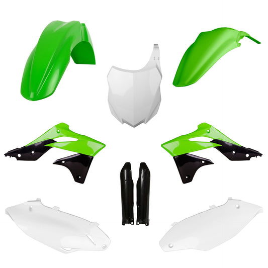 Polisport Kawasaki Plastic Kit with Fork Guards KXF 250 2013 - 2016, OEM Green - motocross4u