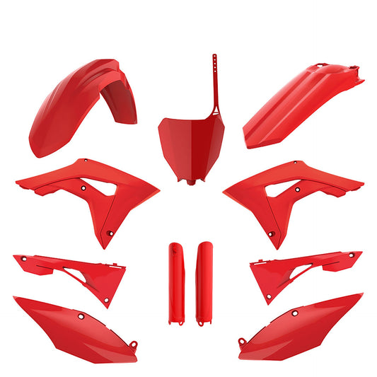 Polisport Honda Plastic Kit with Fork Guards CRF 250 R 2018 - 2021 CRF 450 R 2017 - 2020, All Red - motocross4u