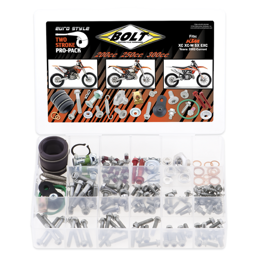 Bolt Motorcycle Hardware KTM SX EXC XC XCW 200 250 300 2002 - 2022 2 Stroke Pro Pack Bolt Kit - motocross4u