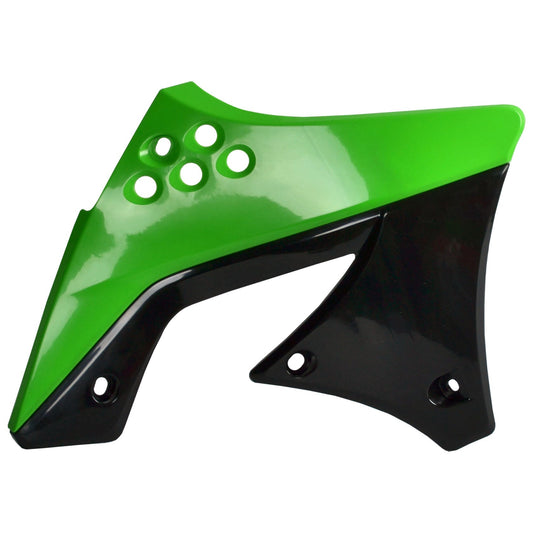 Polisport Kawasaki Radiator Scoops KXF 250 2009 - 2012, Green / Black - motocross4u