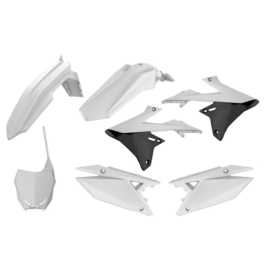 Polisport Suzuki Plastic Kit RMZ 250 2019 - 2022 RMZ 450 2018 - 22, White - motocross4u