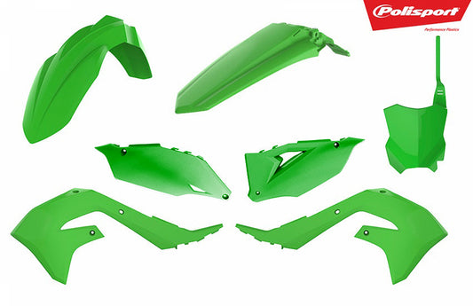 Polisport Kawasaki Plastic Kit KX 250 2021 - 2022 KX 450 2019 - 22, All Green - motocross4u