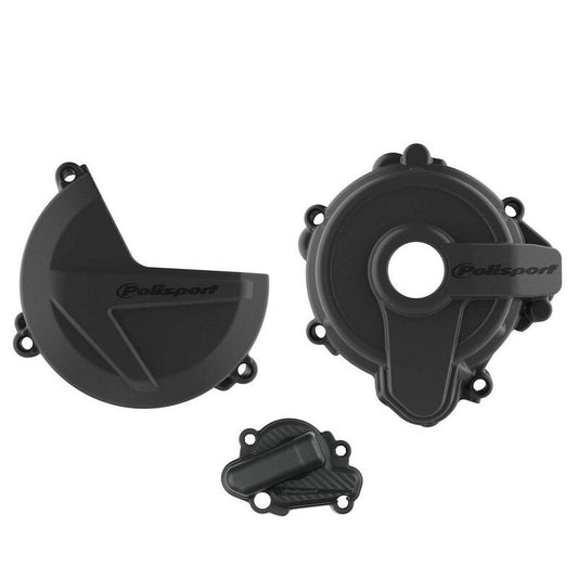 Polisport Sherco Clutch, Ignition & Water Pump Cover Protectors SE 250 300 2014 – 2022, Black - motocross4u