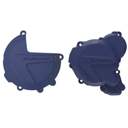 Polisport KTM Husqvarna Clutch, Ignition & Water pump Cover Protector Kit EXC TE 250 300 2 Strokes 2017 - 2023, Blue - motocross4u