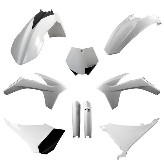 Polisport KTM Plastic Kit with Fork Guards SX 2 Strokes 2011 ONLY EXC EXCF 2012 - 2013, White - motocross4u