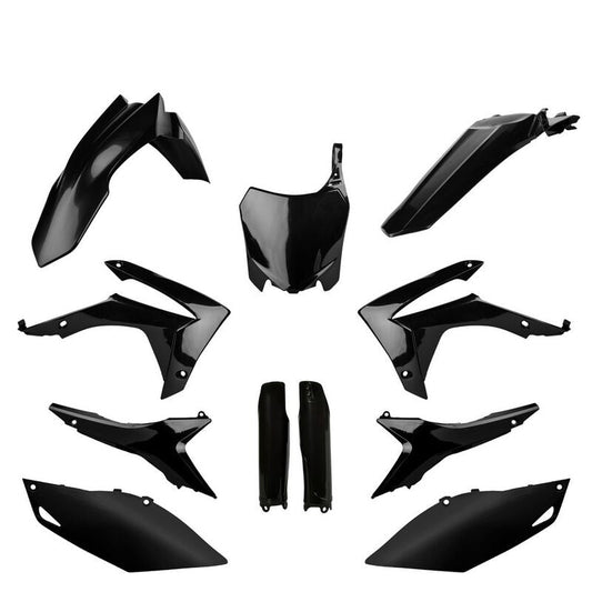 Polisport Honda Plastic Kit with Fork Guards CRF 250 R 2014 - 2017 CRF 450 R 2013 - 2016, All Black - motocross4u