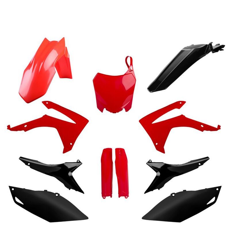 Polisport Honda Plastic Kit with Fork Guards CRF 250 R 2014 - 2017 CRF 450 R 2013 - 2016, OEM & Black - motocross4u