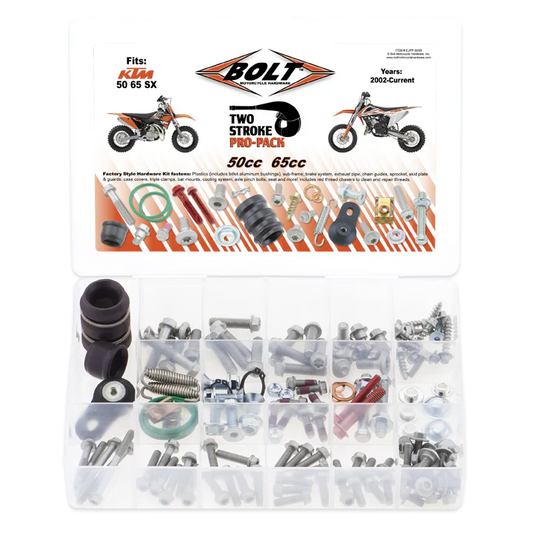 Bolt Motorcycle Hardware Euro 2 STROKE Pro Pack Bolt KIT SX 50 65 2002 - 2023 - motocross4u