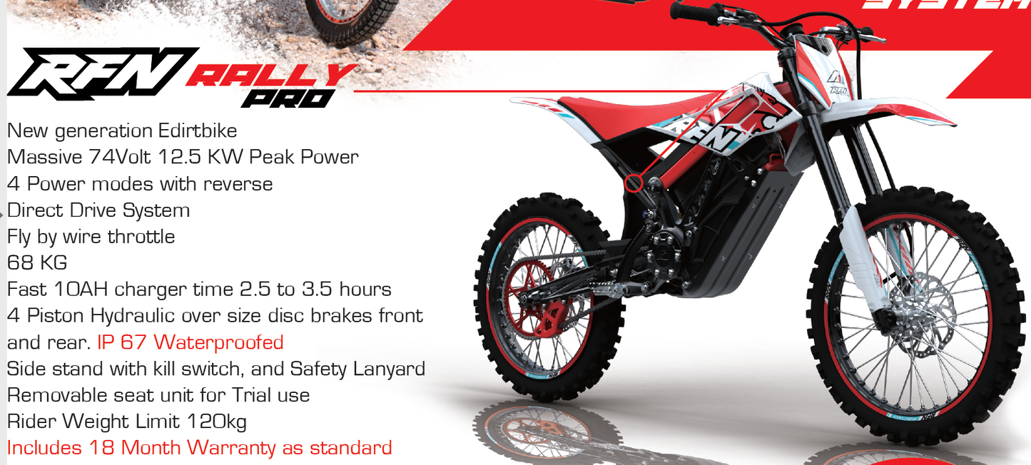 RFN Rally Pro - 12500w 43ah Electric Dirt Bike MK4