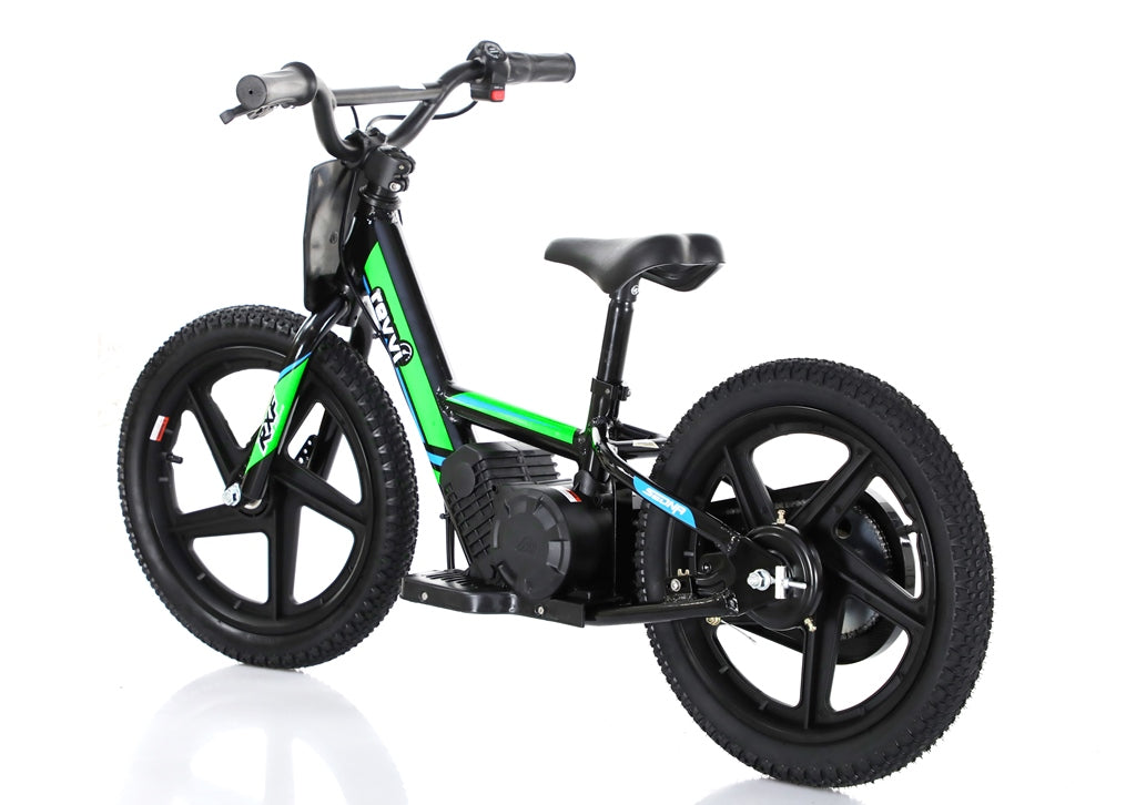 New Model 250w Revvi 16" Electric Balance Bike - Green
