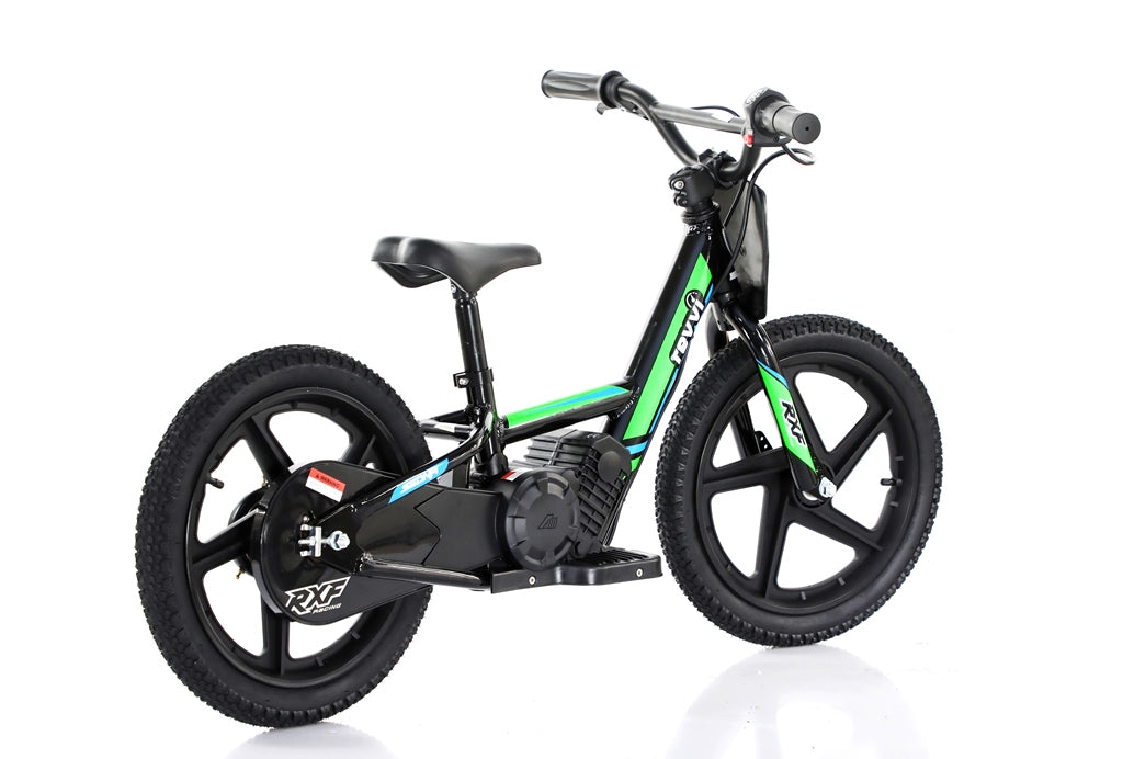 New Model 250w Revvi 16" Electric Balance Bike - Green